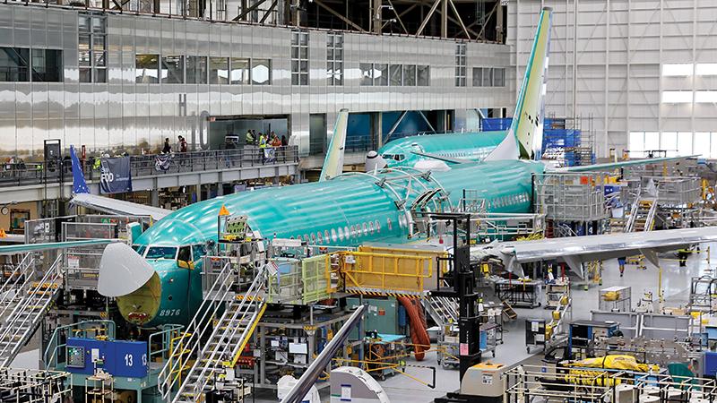 Boeing fuselage in factory