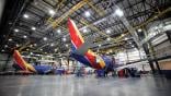 Southwest aircraft in hangar